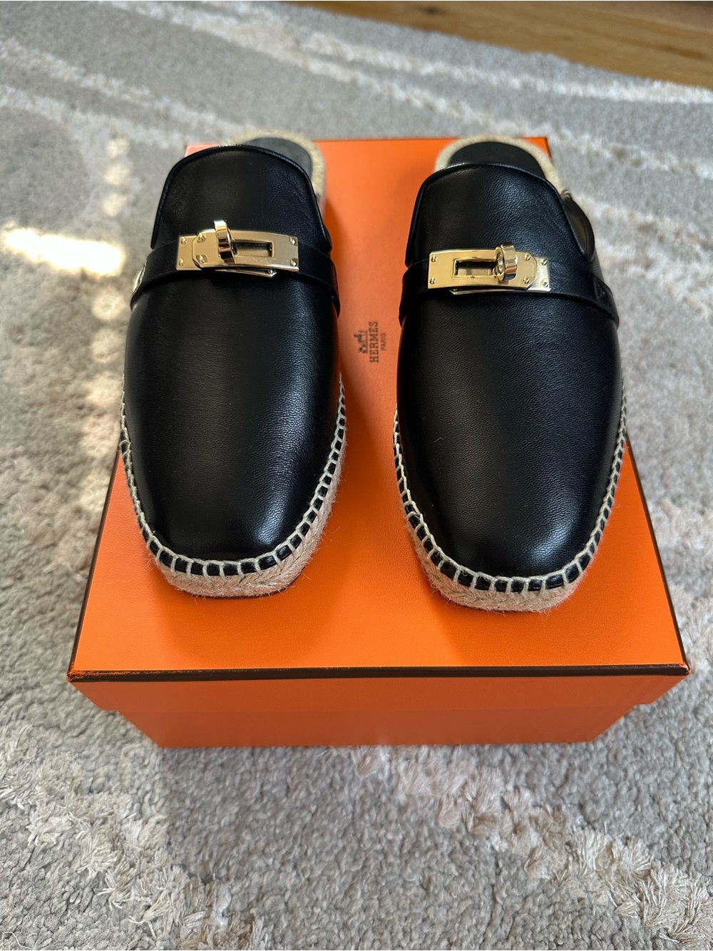Hermes Espadrille femme feria chevre noir